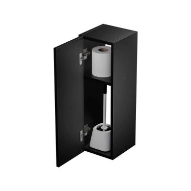 Imagem de Armário Organizador Multiuso Preto com Porta para Banheiro