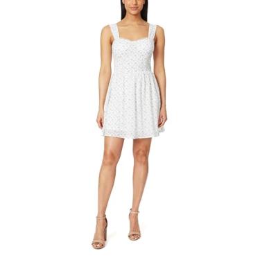 Imagem de WallFlower Minivestido feminino Cordelia franzido nas costas cintura fina com bojo nuvem, Branca de Neve Floral, P