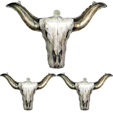 Imagem de Gejoy 3 peças de balões de festa de vaca de chifre longo ocidental, para decoração de cowgirl, balões de rodeio, artigos de festa ocidentais (Longhorn)