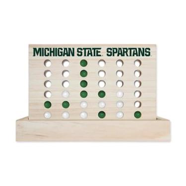 Imagem de Rico Industries NCAA Mini Travel Team 4 in A Row Mini Game- Wooden, Team Colors, 5.5" x 8" (Michigan State)