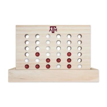 Imagem de Rico Industries NCAA Mini Travel Team 4 in A Row Mini Game- Wooden, Team Colors, 5.5" x 8" (Texas A&M)