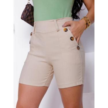 Imagem de Bermuda feminina com botoes laterais e cintura  alta - LENIS SOUZA, Be