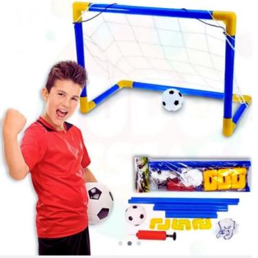 Imagem de Mini Trave de Futebol Infantil Com Rede + Bola e Bomba - Wellmix