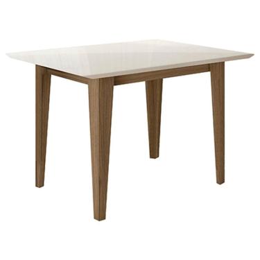 Imagem de Mesa de Jantar 120cm Kate Carvalho Off White Tampo com Vidro – Poliman