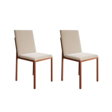 Imagem de Conjunto com 2 Cadeiras Mônaco Veludo Bege e Cobre