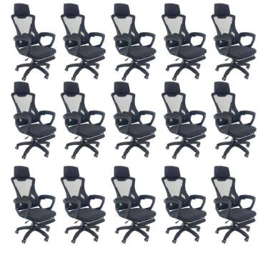 Imagem de Kit 15 Cadeiras de Escritório Presidente Executiva Oficial Supreme Preto