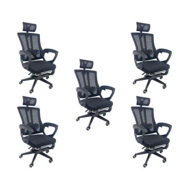 Imagem de Kit 5 Cadeiras de Escritório Presidente Executiva Oficial Paris Preto