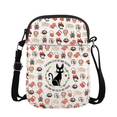 Imagem de CMNIM Bolsa tiracolo inspirada na entrega Kiki para fãs de anime Kiki Presentes para amantes de confeitaria gato preto jiji bolsa transversal bolsa padaria, 2549 Anime Cat Hc, Bolsa tiracolo