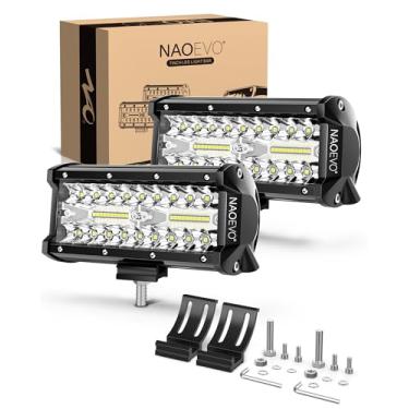 Imagem de NAOEVO Barra de luz LED de 17 cm, cápsulas de LED de 240 W 24.000 lm/off-road/neblina/luzes de direção com combo de holofote para caminhão barco UTV ATV, pacote com 2 (branco)