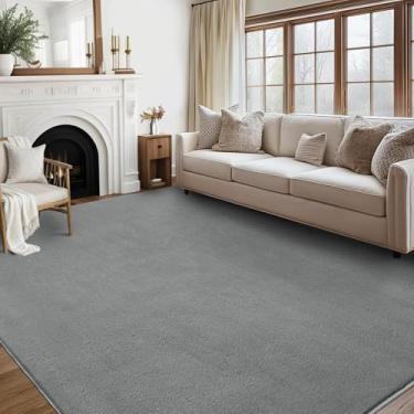 Imagem de COZYLOOM Tapete felpudo super macio, lavável, 12 x 18 cm, antiderrapante, moderno minimalista, cinza sólido, tapete dobrável para sala de estar, quarto, berçário