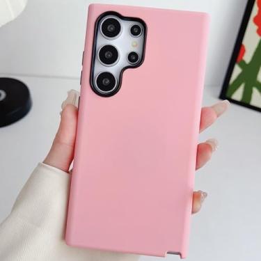 Imagem de MVVKKY Para Samsung Galaxy S24 Ultra Candy Color Fosco Capa de Silicone Líquido Anti-queda Bumper 2 em 1 Capa de Proteção (Para Samsung Galaxy S24 Ultra/Rosa)