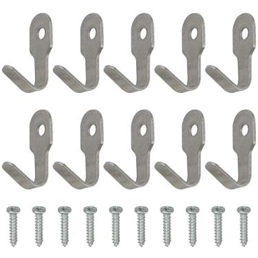 Imagem de FMHXG 10 peças mini ganchos sólidos de aço inoxidável cor original com parafusos, 3 x 16 mm, cabides resistentes montados na parede, para carteiras, chaves, espelhos, molduras de fotos, chapéus