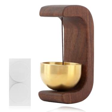 Imagem de Campainha de porta suspensa magnética em forma de C, campainha Zen de madeira com som alto, sinos de armazenamento de loja de madeira pendurados para abertura de porta de negócios, decoração de