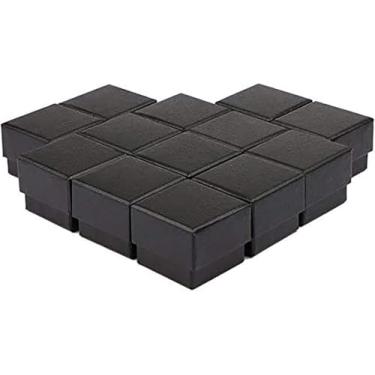Imagem de Sdootjewelry Caixa de anel, 5 x 5 x 4 cm, caixas de anel de brinco Kraft, pacote com 100 caixas de presente quadradas de papelão, caixa de presente preta pequena com enchimento de espuma para