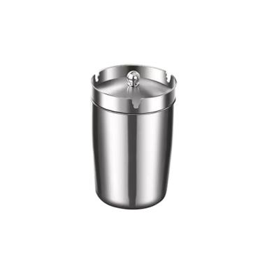 Imagem de Cinzeiro Cinzeiro com tampa de aço inoxidável doméstico criativo funil cinzeiro personalizado sala estar quarto escritório Cinzeiro de Mesa(Metallic)