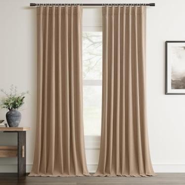 Imagem de Cortina blackout 100% blackout 203 cm de comprimento 2 painéis de linho sintético moderno elegante boho casa de fazenda cortina escurecimento para quarto janela cortinas pretas para porta de vidro