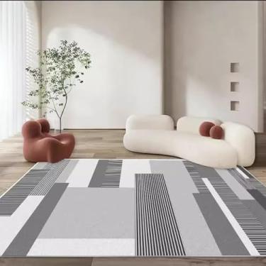 Imagem de Tapete para sala de estar, mesa de centro luxuosa, tapete preto e branco, moderno e minimalista, cobertor de cabeceira para quarto (100 x 150 cm (3,3 x 4,9 pés/X-SJR 17)