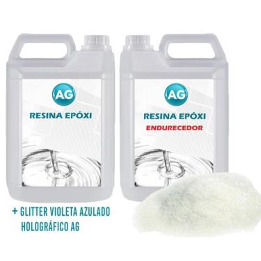 Imagem de Resina Epóxi 1KG + Glitter Violeta Azulado Holografico AG - Resinas ag