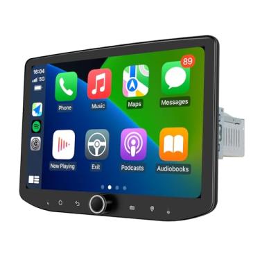Imagem de Joying Rádio com tela sensível ao toque Single Din 10,1 polegadas estéreo para carro Android 13 unidade de cabeça 8 GB + 128 GB com Carplay, Android Auto, botão de volume, Mirror-Link, rádio AM/FM