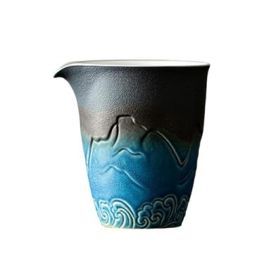 Imagem de Xícara justa de cerâmica Shanhaixing de 210 ml/198.4 g, acessórios vintage para conjunto de chá doméstico - mudança gradual preto e azul