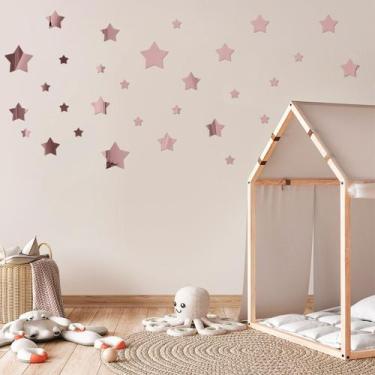 Imagem de Espelho Decorativo Estrelas Rose - Inove Papéis de Parede