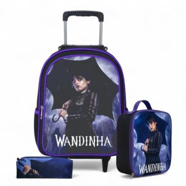 Imagem de Mochila Rodinha Infantil Menina Escolar + Lancheira Térmica +estojo Bo