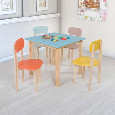 Imagem de Kit Mesa e Cadeiras Linha Colorê Brinquedoteca Sala de Aula - Valuchi,