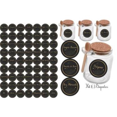 Imagem de Kit 63 Adesivos tag rotulo etiqueta 3x3 cm à Prova d'Água Água para Po