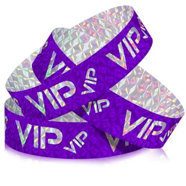 Imagem de Teling Pacote com 500 pulseiras de plástico VIP festa para eventos pulseiras personalizadas VIP pulseiras de plástico à prova de rasgos à prova d'água pulseiras de braço para eventos shows, 9.84 x 1.2