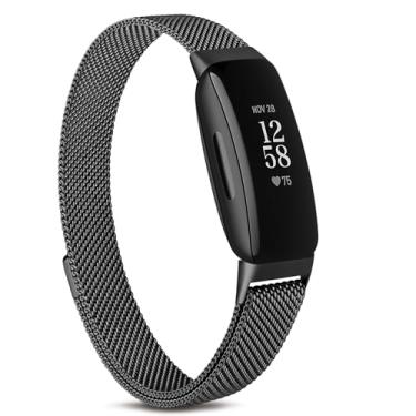 Imagem de Amzpas Pulseiras de substituição magnéticas ajustáveis para Fitbit Inspire 2 / Fitbit Inspire HR Fitness Tracker (preto)