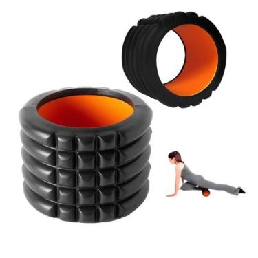 Imagem de Mini Rolo de Liberação Miofascial Com Ranhuras fisioterapia Preto e La