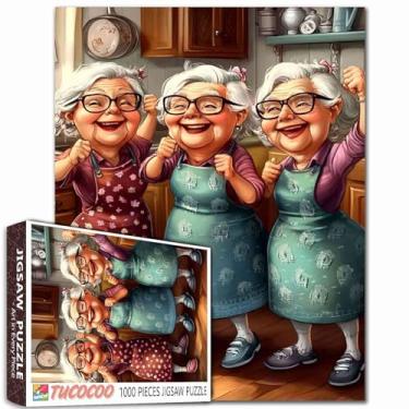 Imagem de Quebra-cabeça de 1000 peças para adultos com 1000 peças para adultos mulher feliz usando avental pintura quebra-cabeça cozinha jantar 1000 peças jogo moderno decoração de parede DIY artesanato arte