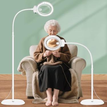 Imagem de NZQXJXZ Lupa grande de 10 x 30 x com luz e suporte, 36 lâmpadas de LED flexíveis de pescoço de ganso, lupas iluminadas com brilho ajustável para leitura, costura, artesanato, pintura, faça você mesmo