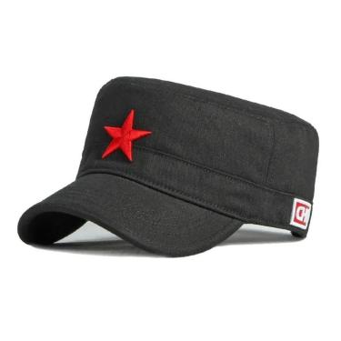 Imagem de Boné Exército Liso De Beisebol Estrela Vermelha, Primavera Preto