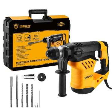 Imagem de Martelete Perfurador Rompedor 110/127V 2x1 SDS Plus 1600W 6J Profissional com Ponteiras e Brocas - Deko