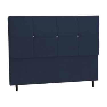 Imagem de Cabeceira Estofada Box Casal King Size Encosto Para Cama Paris 195x126 CM Azul Marinho 