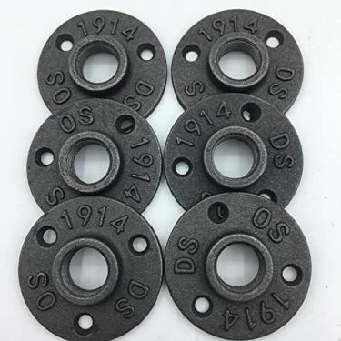 Imagem de ROPOCM Suporte de encaixe de tubulação Braçadeira de chave de tubo de piso através de flange de andaime de tubo aço galvanizado preto fundido junta decorativa (2,5 cm)