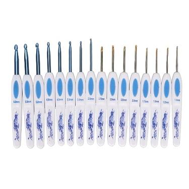 Imagem de Ganchos de crochê de 16pcs Definir Porcelana Branca Porcelana Ergonômica crochê Com Estojo Malha Mão DIY Ferramentas Arte para Ganchos Iniciantes