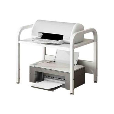 Imagem de suporte para impressora com armazenamento Prateleira para impressora de mesa, organizador de arquivo branco, scanner, copiadora de telefone, suporte de bancada prateleira de impressora