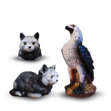 Imagem de Gavião e Gato Espanta Pombos em Gesso Envenizado Kit 2 Peças VARIAS VA