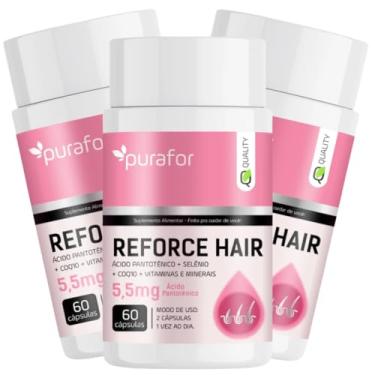 Imagem de Combo de Suplemento Alimentar Para Cabelos com 3x Reforce Hair 5,5mg Ácido Pantotênico | 180 Cápsulas