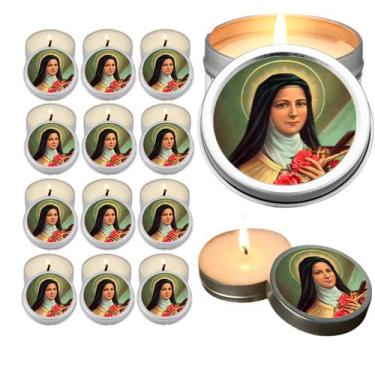 Imagem de 10 Velas Aromaticas Lembrancinhas Santa Teresinha na Latinha Decoração