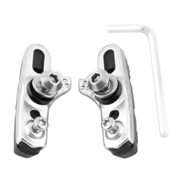 Imagem de Yutuing Bloco De Freio Aro Fibra Carbono Para Bicicleta, 2 Peças, Clipe Borracha Substituível Gaveta Tipo C, Botas Liga Alumínio Fosco (Prata-Alumínio, Sal)