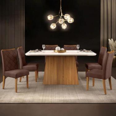 Imagem de Mesa De Jantar Raquel Plus Com 6 Cadeiras Dj Móveis Ginger-moca
