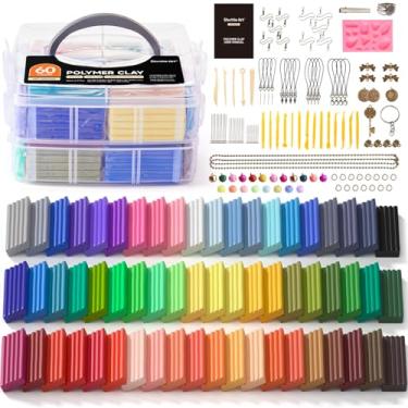 Imagem de Shuttle Art Polymer Clay, 60 Colors Oven Bake Modeling Clay, Creative Clay Kit with 19 Clay Tools and 16 Kinds of Accessories, Non-Toxic, Non-Sticky, Ideal DIY Art Craft Clay Gift for Kids Adults