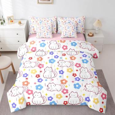Imagem de Feelyou Conjunto de cama infantil de 7 peças, tamanho solteiro, floral, colorido, para meninos e meninas, arco-íris, para decoração de quarto, 7 peças