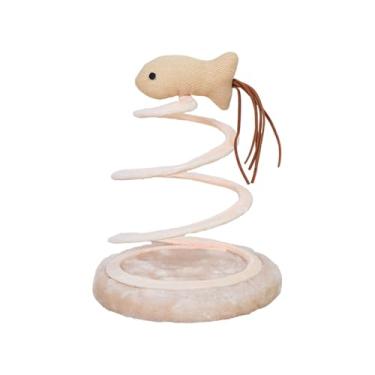 Imagem de WeiLaiKeQi Brinquedo interativo para gatos com mola espiral e ação de mola, brinquedo para gatos domésticos que brincam com arranhador de pelúcia, Peixe