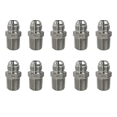 Imagem de HFS (R) 1/5.1 cm NPT macho para 1/5.1 cm JIC macho adaptador acessórios de tubulação aço inoxidável 304, pacote com 10 peças