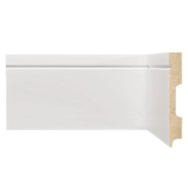 Imagem de Kit Rodapé de MDF 10 Barras Frisadas de 12cm x 2,40m Rende 24 Metros Moldufama Branco