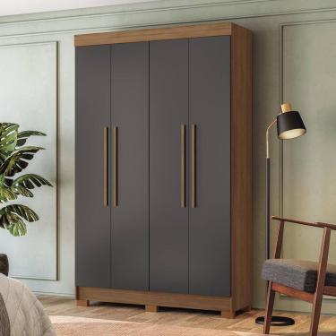 Imagem de Guarda-Roupa Solteiro Santos Andirá Sarandi com 4 Portas, 2 Gavetas e 4 Prateleiras - 130cm de largura